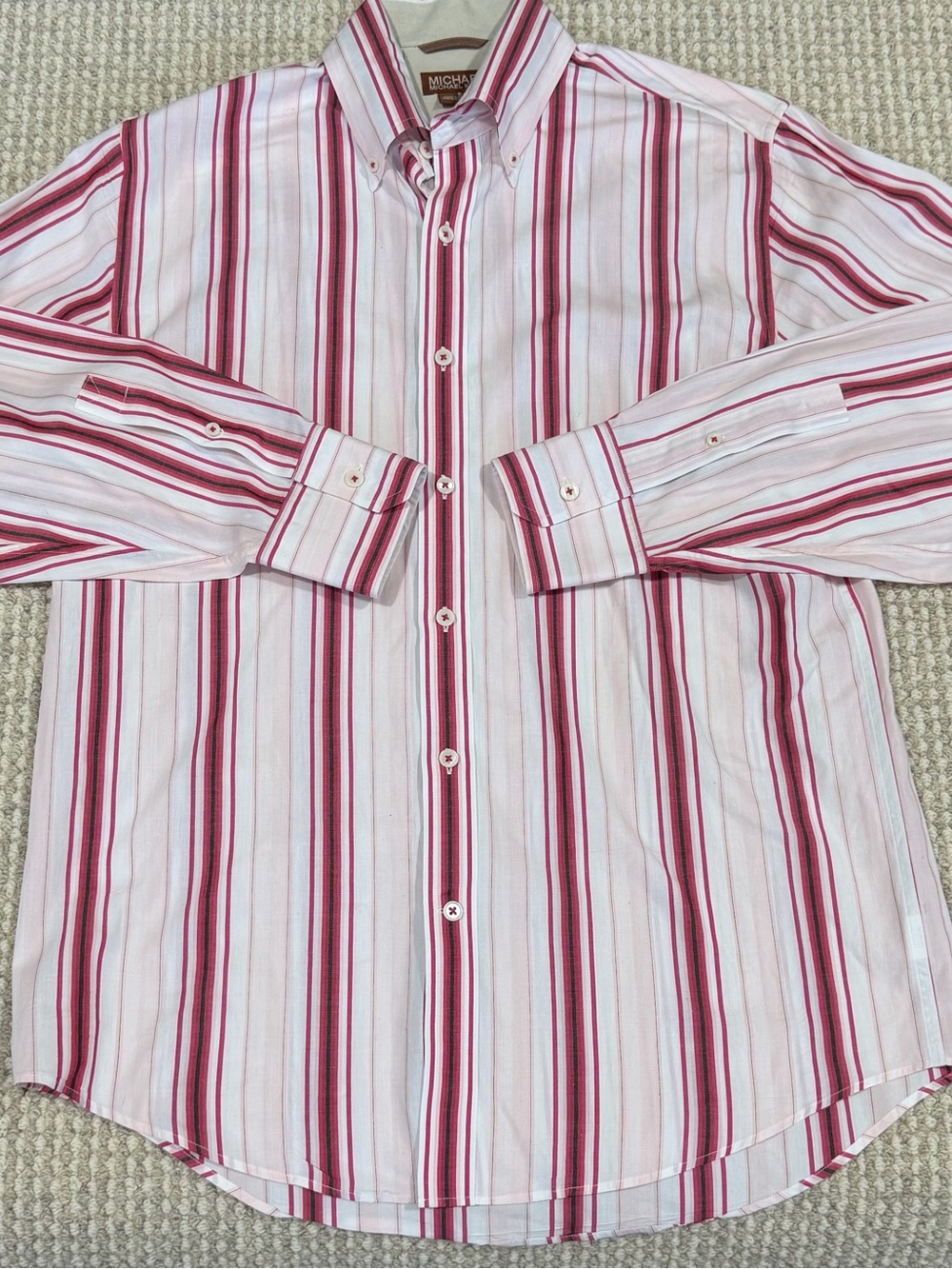 Michael Kors Striped Dress Shirt Mens Size Small 100% Cotton Button-Down NEW